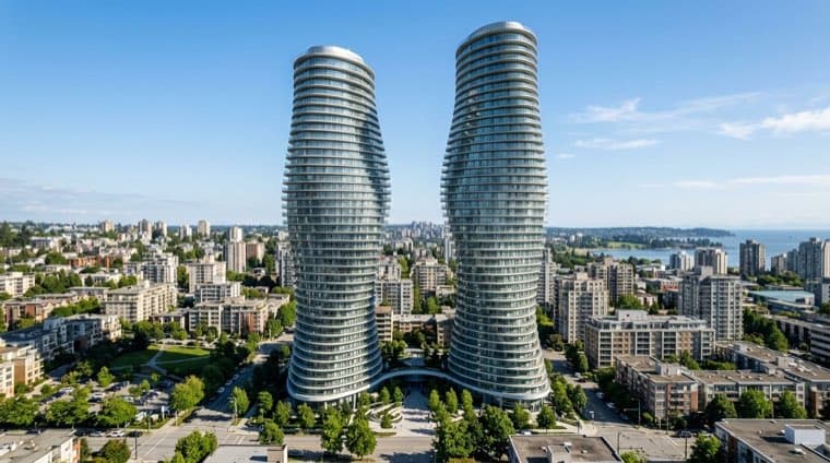 The Absolute World towers in Mississauga City Centre, Ontario.